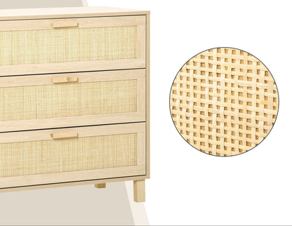 Commode – Ladekast – Dressoir – Opbergkast – Kast – 3 Ruime Lades – MDF Licht Houtdecor 80x40x80 cm
