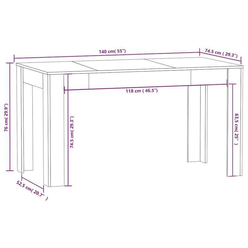 Eettafel – Tafel – Houten Tafel – Eetkamertafel – Tafelblad – Smoke Eiken – 140x74,5x76 cm – Houten Materiaal