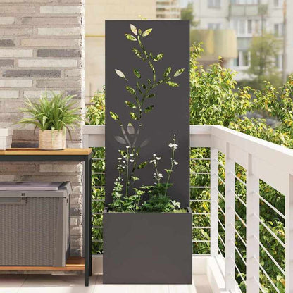 Grote Zwarte Metalen Bloempot – Outdoor Plantenbak – Balkon Bloembak – Moderne Tuinbak – Verticale Plantenbak – Duurzame Metaalconstructie – 50x140 cm Space-Saving Design