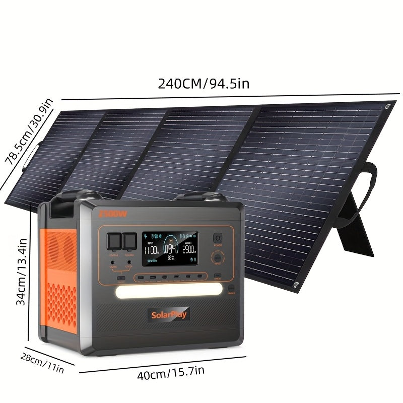 Zonnegenerator – Draagbare Stroomgenerator – Powerstation – Energiecentrale – Noodstroomvoorziening – 2304Wh Capaciteit – 4800W Piekvermogen