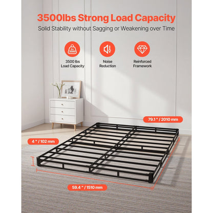 Boxspring Bedbodem – Boxspring Onderstel – Bedframe – Matras Ondersteuning – Queen Size – Staal Frame – Antislip Stoffen Hoes – 200x151x10 cm – Draagvermogen 1600 kg