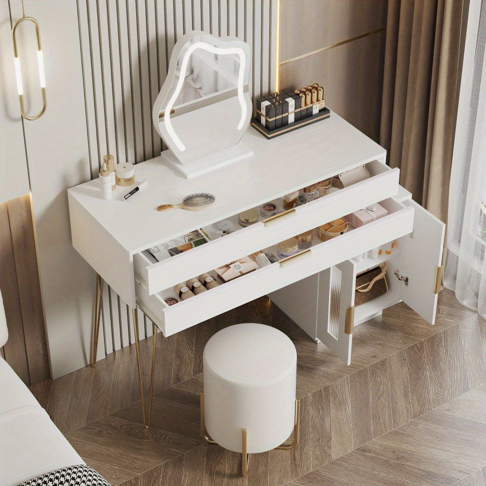Kaptafel – Make-uptafel – Cosmetica Tafel – Opmaaktafel – Witte Kaptafel – Uittrekbaar Ontwerp – Modern Design – 100x78x40 cm