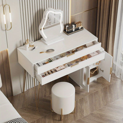 Kaptafel – Make-uptafel – Cosmetica Tafel – Opmaaktafel – Witte Kaptafel – Uittrekbaar Ontwerp – Modern Design – 100x78x40 cm