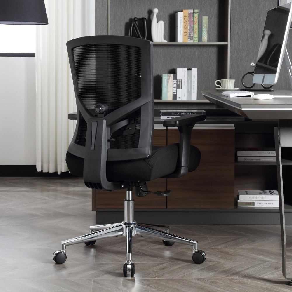 Bureaustoel – Kantoorstoel – Gamingstoel – Desk Chair – Office Chair – Ergonomisch – 200 kg Draagvermogen – Ademend Mesh – Verstelbare Lendensteun – 3D Armleuningen – Kantelmechanisme 105° – Traagschuim Zitting – Metaal Frame – Zwart