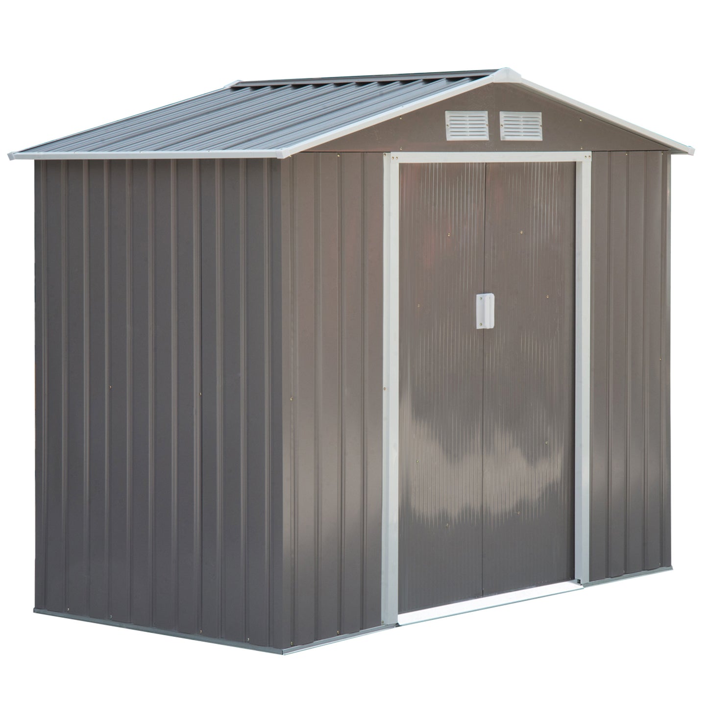 Tuinhuisje – Tuinkast – Tuinberging – Tuinopslag – Gereedschapsschuur – Grijs – Gegalvaniseerd Stalen Frame – Weerbestendig Met Schuifdeuren – 213x130x185 cm
