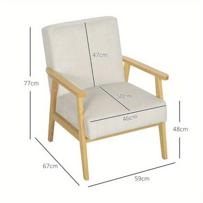 Loungebank Stoel – Fauteuil – Relaxstoel – Zitmeubel – Accentstoel – Geplaatst met Armleuningen – Crème Wit Gestoffeerd – Stabiele Metalen Poten – Gemakkelijk Schoon Te Maken