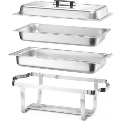 Warmhouders GN 1/1 – Buffetwarmers – Voedselwarmers – Cateringwarmers – Verwarmingsset – Roestvrij Staal – Werkt Zonder Elektriciteit – Set van 4 Stuks