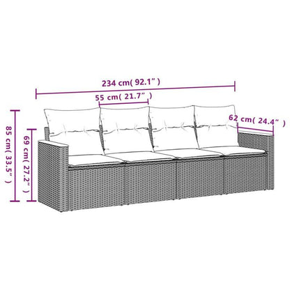 Loungeset – Tuinmeubelset – Gartenmöbel – Buitenbank – Polyrattan Set Grijs – 4-Delig – Weerbestendig & Comfortabel met Afneembare Kussens