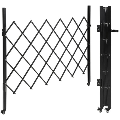 Hekwerkpoort – Vouwhek – Tuinpoort – Veiligheidshek – Hekpoort – Inklapbaar Design – Zwart Gepoedercoat Staal – 360° Vergrendelbare Wieltjes