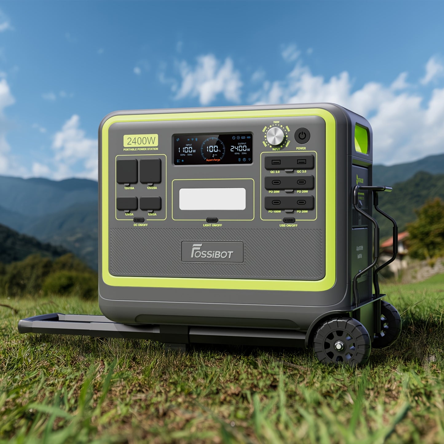 Draagbare Stroomgenerator – Powerstation – Mobiele Generator – Noodstroomvoorziening – Camping Accu – 2048Wh Capaciteit – 2400W Hoog Vermogen – Groen