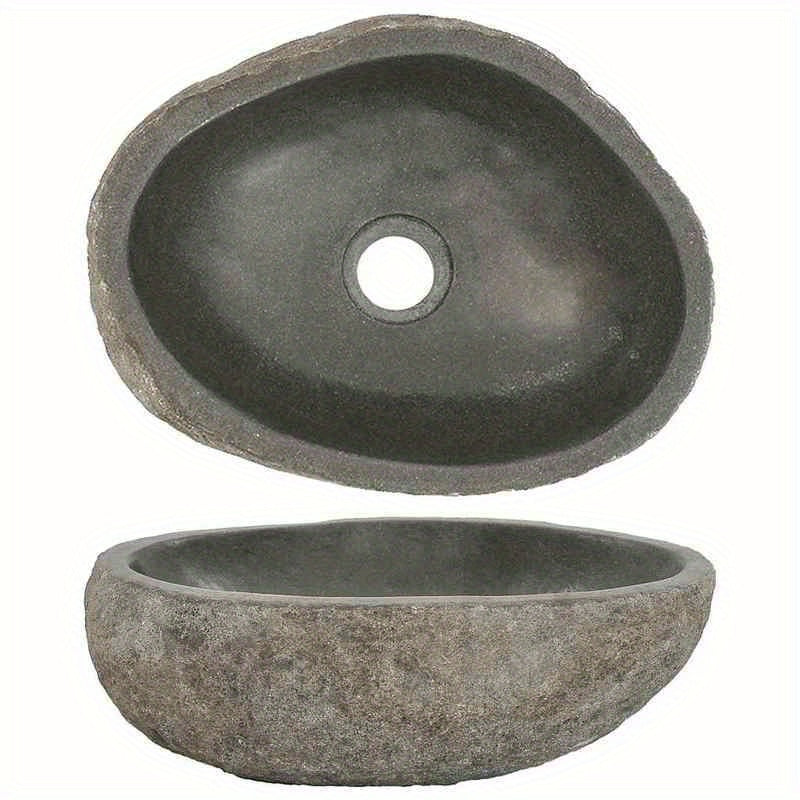 Oval River Stone Wastafel – Natuursteen Wasbak – Badkamer Fontein – Bovenop Wastafel – Steen Kom – 29-38x24-31 cm – Gemengde Kleur – Geen Hout – Makkelijk Schoon Te Maken