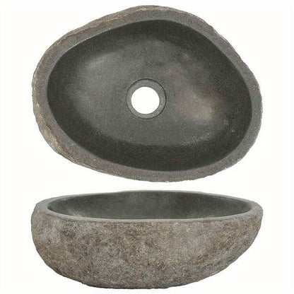 Oval River Stone Wastafel – Natuursteen Wasbak – Badkamer Fontein – Bovenop Wastafel – Steen Kom – 29-38x24-31 cm – Gemengde Kleur – Geen Hout – Makkelijk Schoon Te Maken