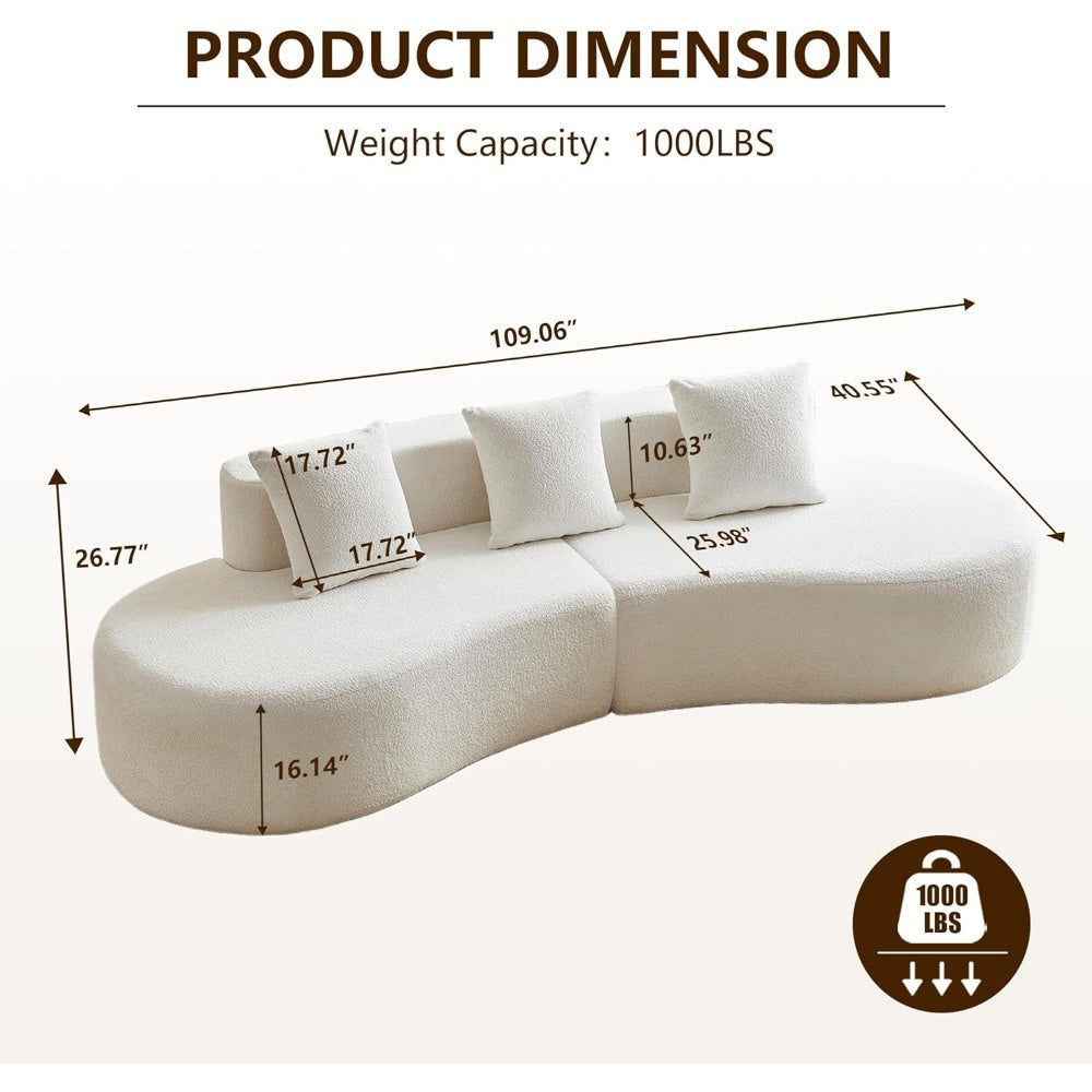 5-zits bank – hoekbank – loungebank – zitbank – designbank – wit – raindrop velvet stof – gebogen vorm – hoogwaardig schuim – ruimtebesparend design