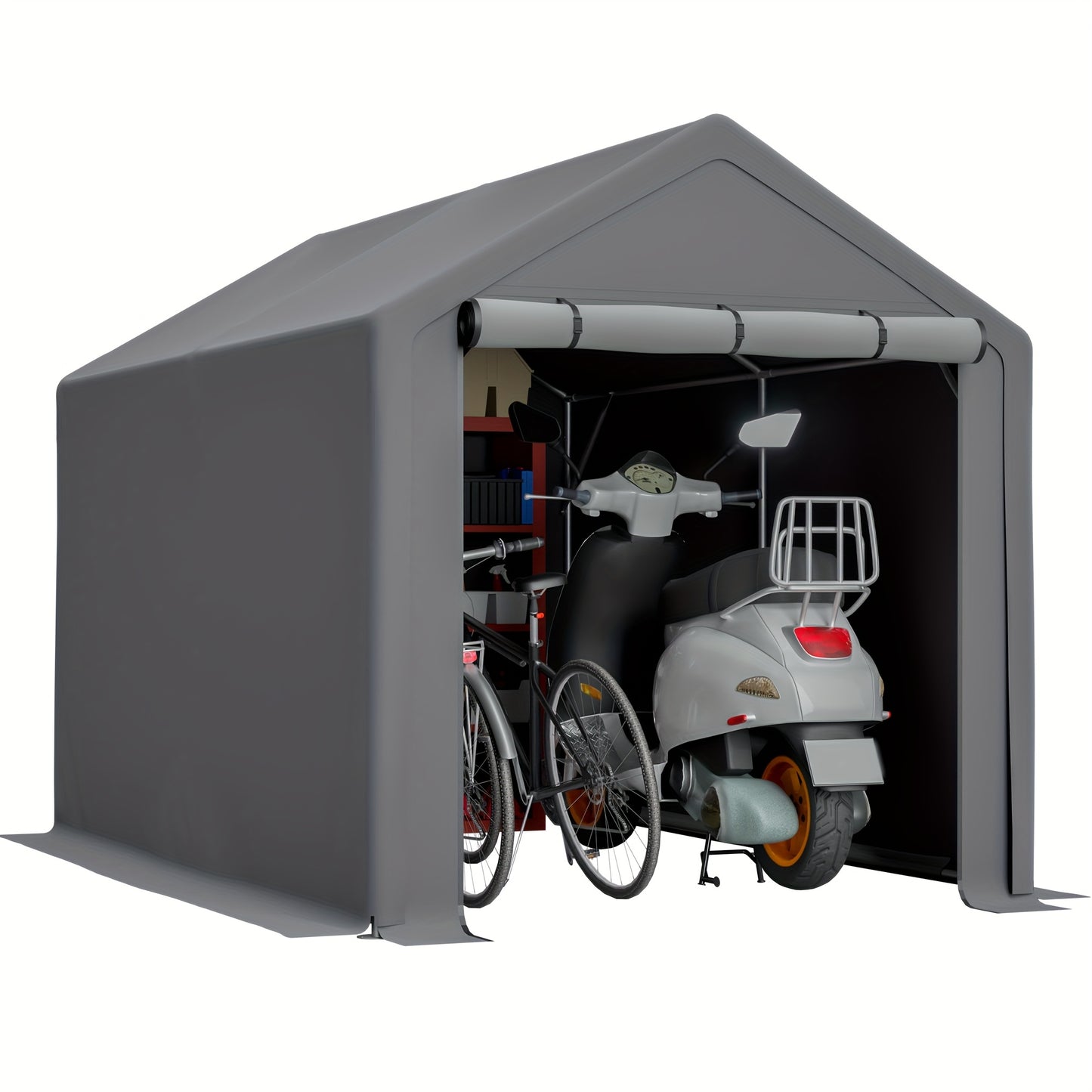 Garage Tent – Fietsenstalling – Opslagtent – Gereedschapsschuur – Tuinberging – 296x190x200 cm – Gegalvaniseerd Stalen Frame – Dubbele Ritssluiting
