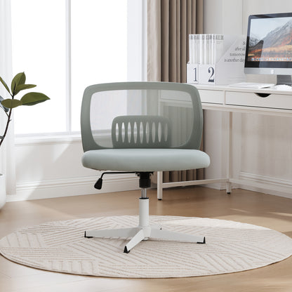 Armless Office Chair with Rocking Function & Height Adjustment - 360° Swivel, Ergonomic Cross-Legged Design, Lightweight Durable Plastic Frame, Manual Recline Handle - Spacious Reading/Living Room Chair for Home Office, 5 Co