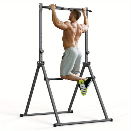 Power Tower – Krachtstation – Dipstation – Optrekstang – Fitnessstation – Inklapbaar En Verstelbaar – Stevig Koolstofstaal & Anti-Slip Rubber Voetjes