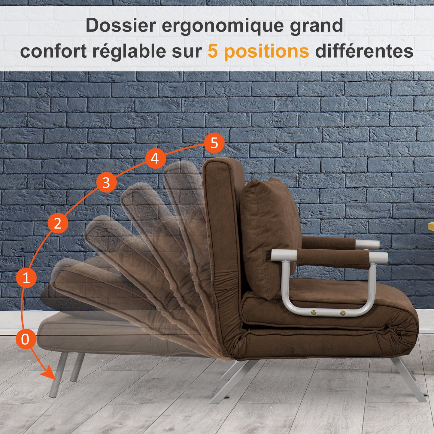 Slaapfauteuil – Slaapstoel – Fauteuil – Slaapbank – Vouwbed – 1 Persoons – Met Afneembare Suède Bekleding – Stevig Metalen Frame