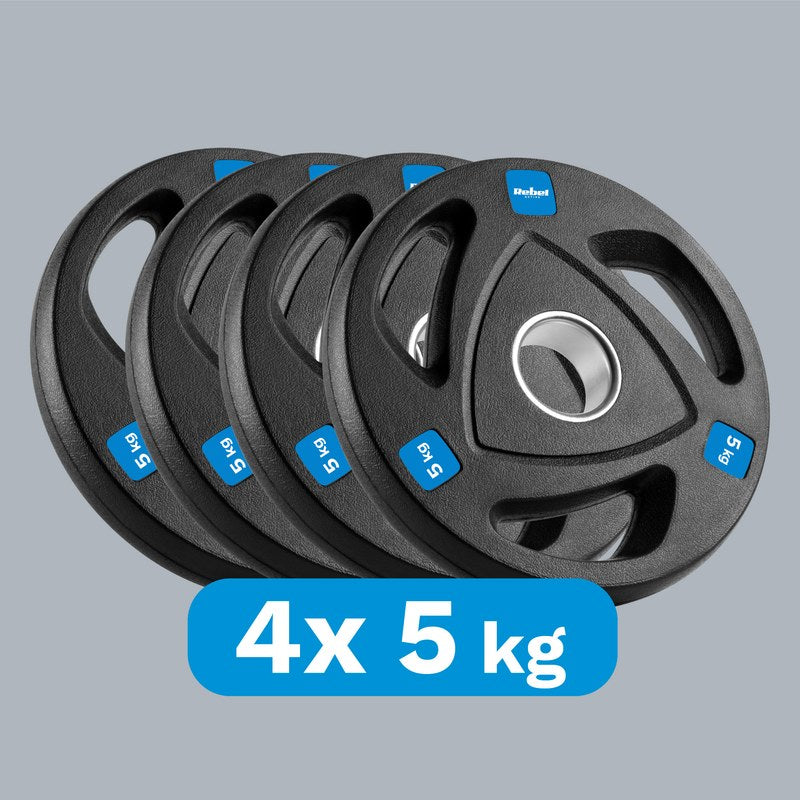 Gewichtsschijven – Halterschijven – Gewicht Schijven – Haltergewichten – Olympische Gietijzeren Schijven – 4 x 5 kg Set – 51 mm Gat – Rubberen Coating
