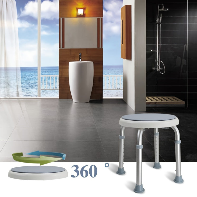 Douchestoel – Douchekruk – Douchezit – Badstoel – Shower Stool – 360° Draaibaar Zitvlak – Antislip Aluminium Frame – Hoogte Verstelbaar – Lichtgewicht