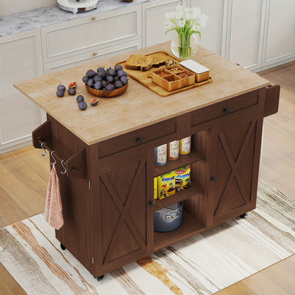 Keukenwagen – Kookeiland – Serviewagen – Opbergwagen – Keukentrolley – Massief Hout – Inklapbaar Met Wieltjes – Verstelbare Planken – Ruimtebesparend Design