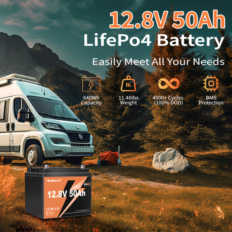 Li-ion Accu – Lithium Batterij – Oplaadbare Accu – Lithium-Ion Accu – Lithium IJzerfosfaat Accu – 12V 50Ah – 4000+ Cycli – 50A BMS Beveiliging