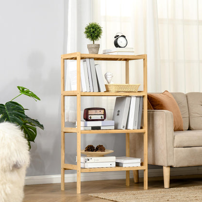 Bamboekast – Opbergkast – Boekenkast – Opbergplank – Kast – 4-laags – Natuurlijk Bamboe – 62x33x112 cm – Duurzaam & Ruim