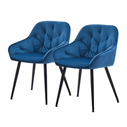 Eetkamerstoelen – Stoelen – Kuipstoelen – Woonkamerstoelen – Keukenstoelen – Velvet Bekleding – Met Armleuningen – Metalen Onderstel – Set van 2