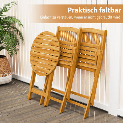 Balkonset – Bistroset – Tuinset – Loungeset – Diningset – 3-delig Inklapbaar – Duurzaam Acaciahout Met Kussens