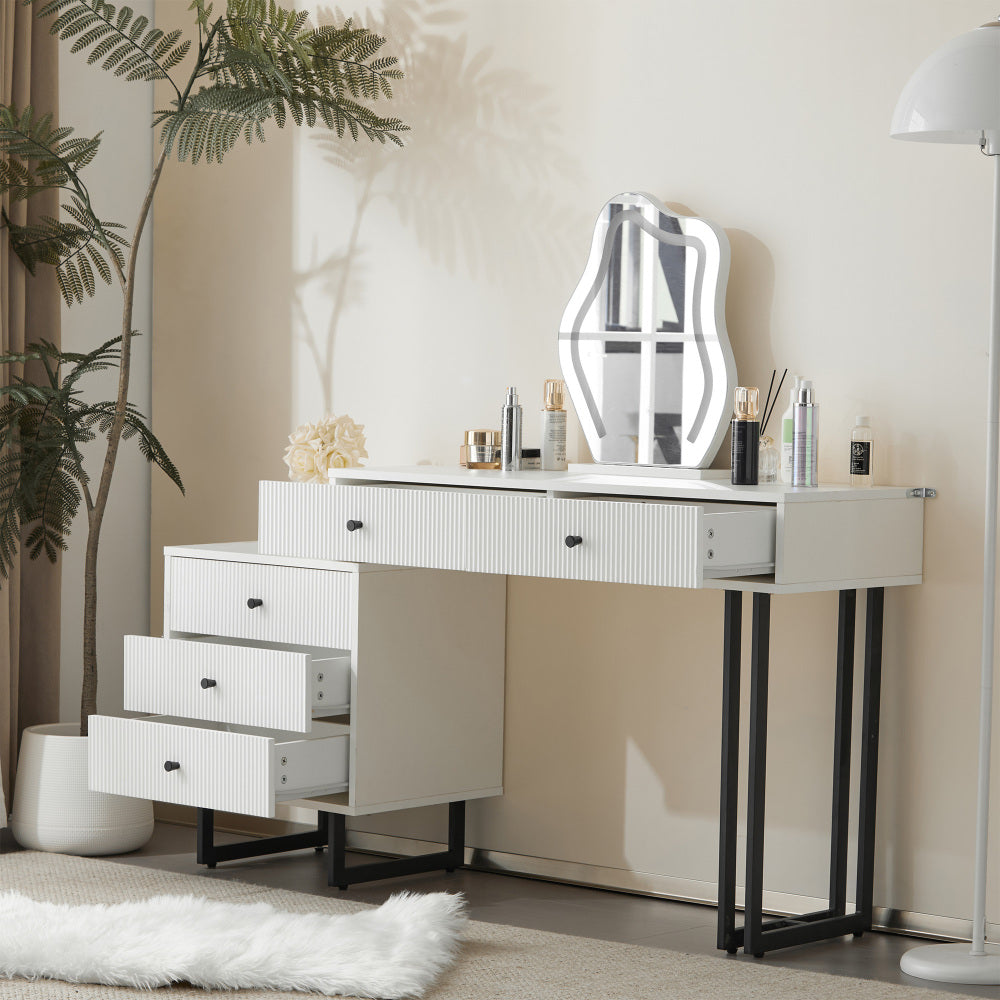 Kaptafel – Make-up Tafel – Vanity Table – Dressing Table – Cosmetica Tafel – Met Spiegel – Uittrekbaar Tafelblad – Metalen Constructie – 100x76x40 cm – Modern Design