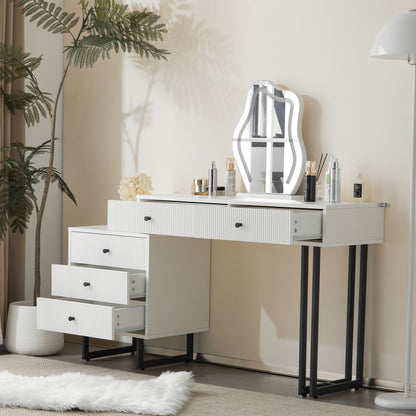 Kaptafel – Make-up Tafel – Vanity Table – Dressing Table – Cosmetica Tafel – Met Spiegel – Uittrekbaar Tafelblad – Metalen Constructie – 100x76x40 cm – Modern Design