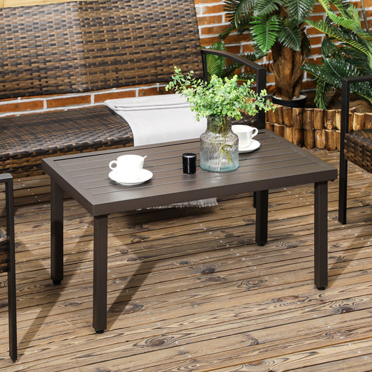 Tuintafel – Bijzettafel – Eettafel – Salontafel – Balkontafel – Met Verstelbare Poten – Metaal Bruin 91x51x46 cm