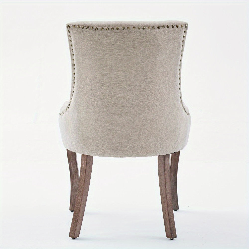 Eetkamerstoel – Stoel – Dining Chair – Side Chair – Beige Stoel – Dik Gevoerd – Houten Poten