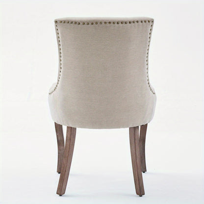 Eetkamerstoel – Stoel – Dining Chair – Side Chair – Beige Stoel – Dik Gevoerd – Houten Poten