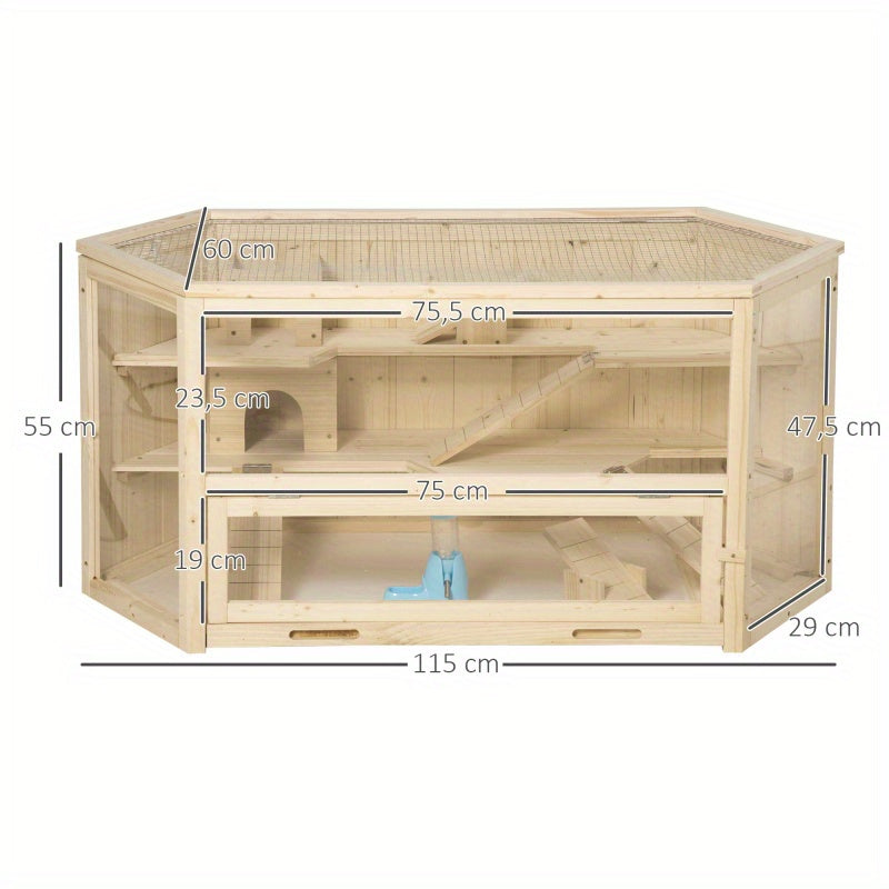 Hamstercage – Knaagdierkooi – Hamsterkooi – Knaagdierenhok – Huisje Voor Kleine Dieren – Compact Formaat – Met Loopplank En Wip