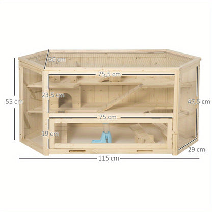 Hamstercage – Knaagdierkooi – Hamsterkooi – Knaagdierenhok – Huisje Voor Kleine Dieren – Compact Formaat – Met Loopplank En Wip