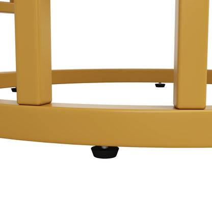 Round Dining Table (80×80×76cm), 4-Person Kitchen Coffee Table, Stylish Metal Legs with MDF Marble Top, Perfect for Living Room or Dining Room – Golden Finish