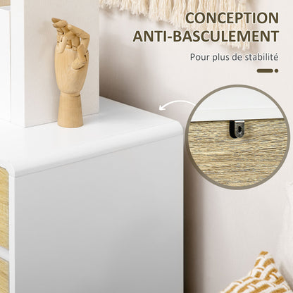Opbergkast – Ladekast – Opbergrek – Kast – Möbel – Scandinavisch Design – 4 Lade – MDF Houtlook – 80x40x79,5 cm – Wit