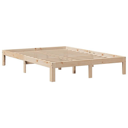 Solid Wood Bed Frame with Headboard - 160x200cm Removable & Durable Headboard, Contemporary Style, No Assembly Required, Easy-Clean Surface for Smooth Bedding Storage, Bedroom Furniture, Modern Bedroom Decor, Natural Wood Fin