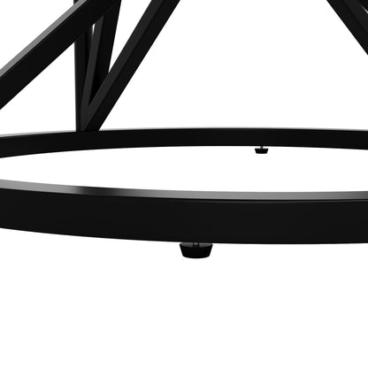 Ronde Eettafel – Tafel – Keukentafel – Ronde Tafel – Eetkamertafel – Marmerlook MDF Tafelblad – Geometrisch Metalen Onderstel – Ø100 cm – Geschikt Voor 4-6 Personen – Verstelbare Voetjes – Zwarte Poten