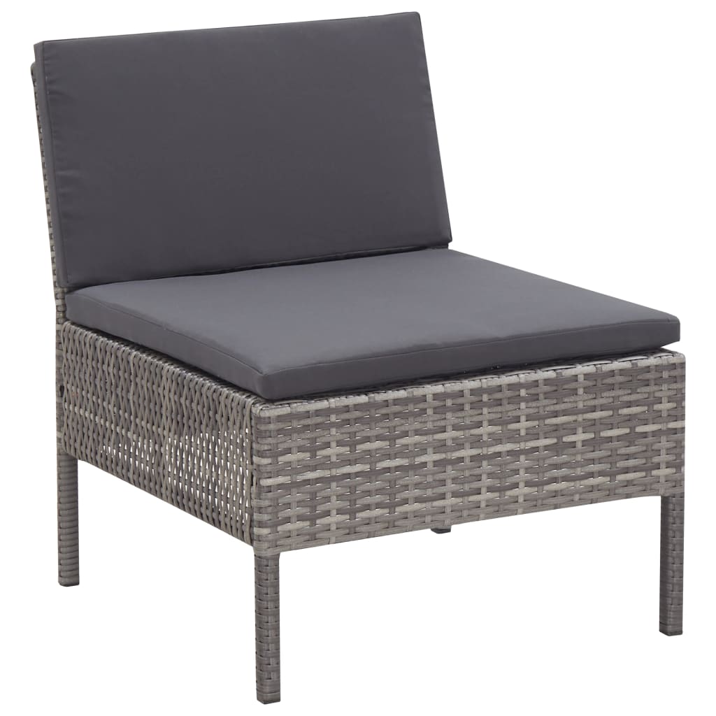 Loungebank – Loungeset – Tuinbank – Tuinmeubel – Balkonbank – Weerbestendig PE Rattan – Stevig Stalen Frame – 3-delig – Inclusief Comfortabele Kussens – Grijs