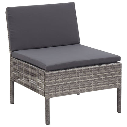 Loungebank – Loungeset – Tuinbank – Tuinmeubel – Balkonbank – Weerbestendig PE Rattan – Stevig Stalen Frame – 3-delig – Inclusief Comfortabele Kussens – Grijs