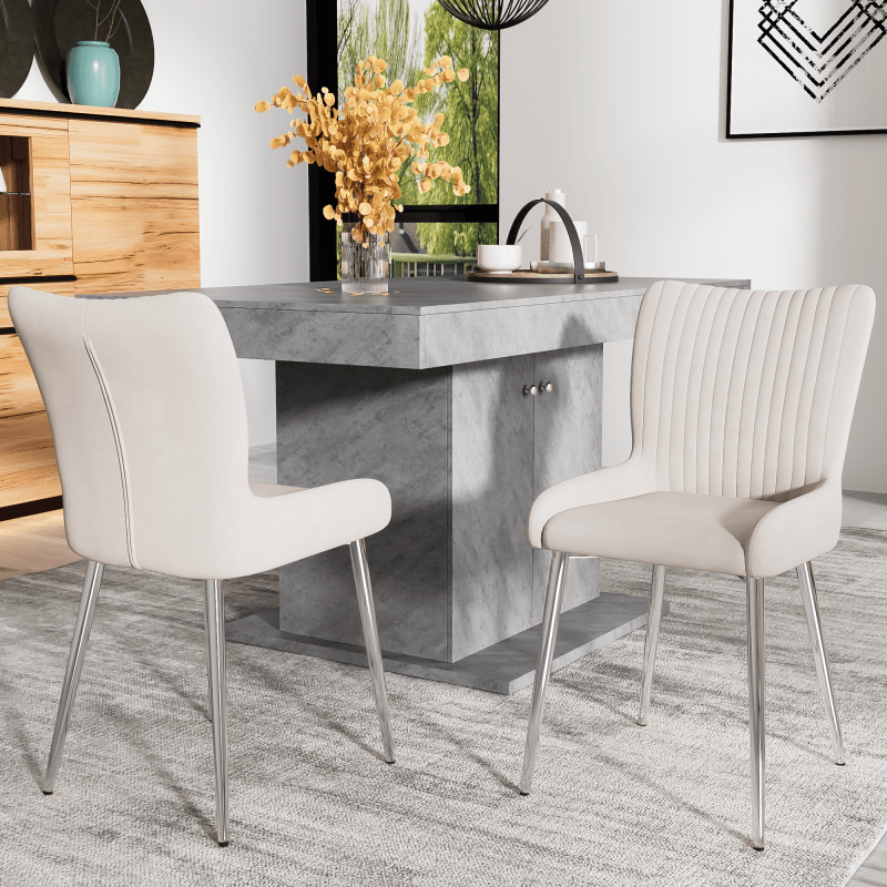 Velvet Stoelen – Eetkamerstoelen – Fauteuils – Zithoeken – Lounge Stoelen – Set Van 6 – Luxe Beige Velvet – Stevige Metalen Poten