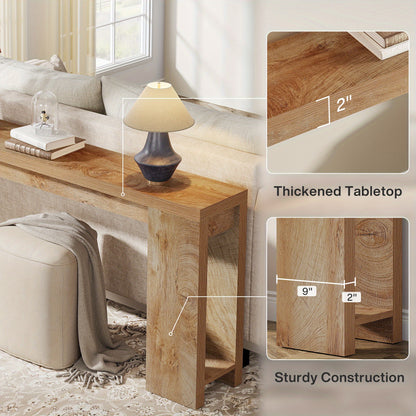 Sidetable – Consoletafel – Wandtafel – Haltafel – Bijzettafel – Houten Farmhouse Stijl – Compact 160x29,5x85 cm – Licht Eiken Bruin