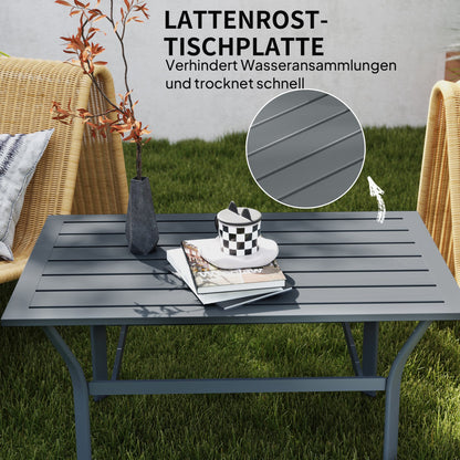 Metalen Bijzettafel – Buiten Tafel – Balkon Tafel – Coffee Table – Tuin Tafel – Donkergrijs – Weerbestendig – 91,5 x 55 x 45 cm