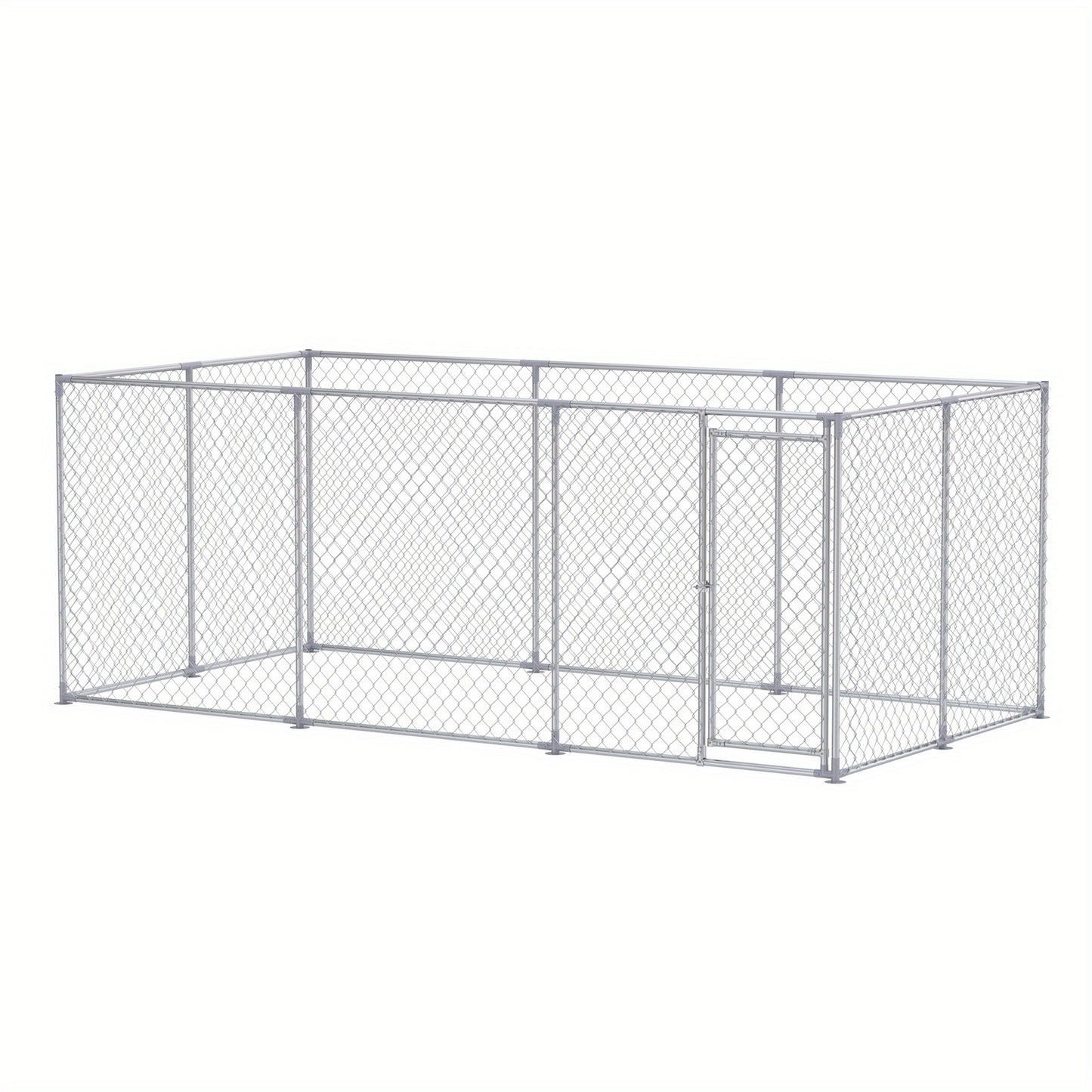 Hondenren Grote Hondenren Hondenkooi Hondenren Buiten Dierenren – 400x200x150 cm – Gegalvaniseerd Staal – Ventilerend & Met Afsluitbare Deur