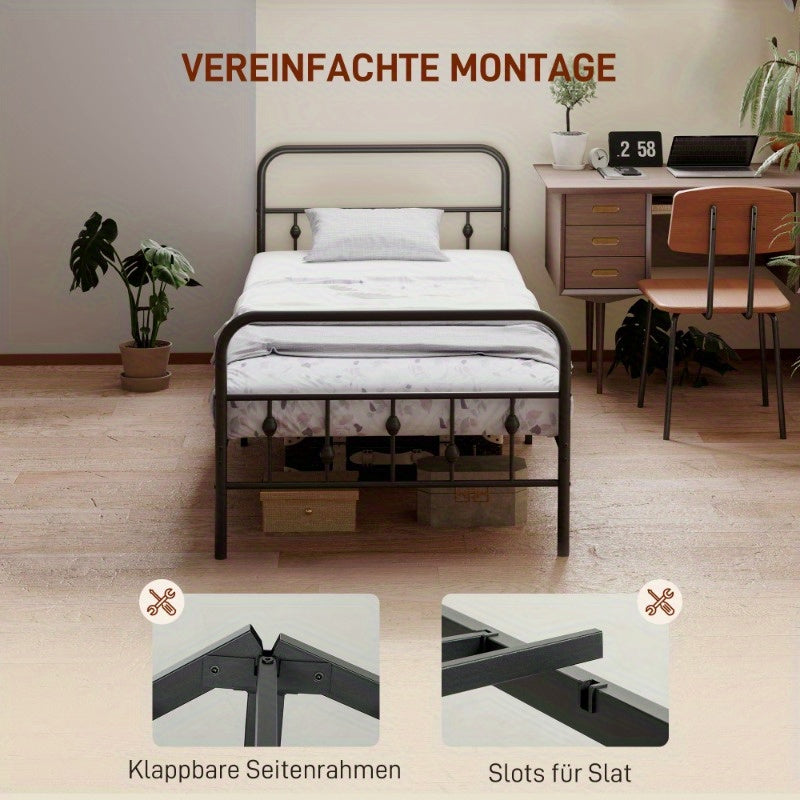 Metal Bed Frame – Stalen Bedframe – Klapbed Frame – Opklapbaar Bed – Slaapbank Frame – Geschikt Voor 200x90 cm Matras – Stevig Metaal – Hoogte 82,5 cm