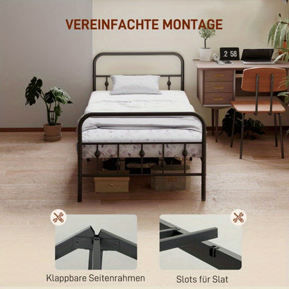 Metal Bed Frame – Stalen Bedframe – Klapbed Frame – Opklapbaar Bed – Slaapbank Frame – Geschikt Voor 200x90 cm Matras – Stevig Metaal – Hoogte 82,5 cm