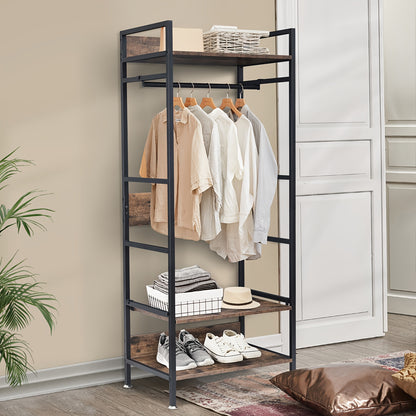 Kledingrek – Garderoberek – Kledingstandaard – Dressboy – Kapstok – Verstelbare Planken – Stevig Smeedijzeren Frame – Vrijstaand Designerrek