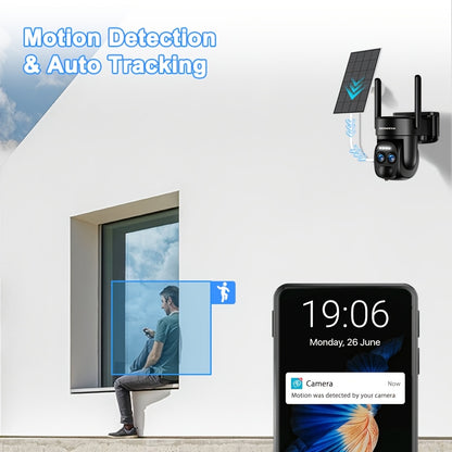 Draadloze Beveiligingscamera – Buiten Camera – Zonnebeveiligingscamera – PTZ Camera – Bewakingscamera – 360° Draaibaar – Kleurennachtzicht – Solar Powered Met 8000mAh Batterij
