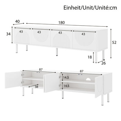 TV-meubel – Tv-standaard – Tv-kast – Mediameubel – Dressoir – Modern Wit – 180 cm Breed – Ruimtebesparend Ontwerp – Duurzame Stevige Constructie
